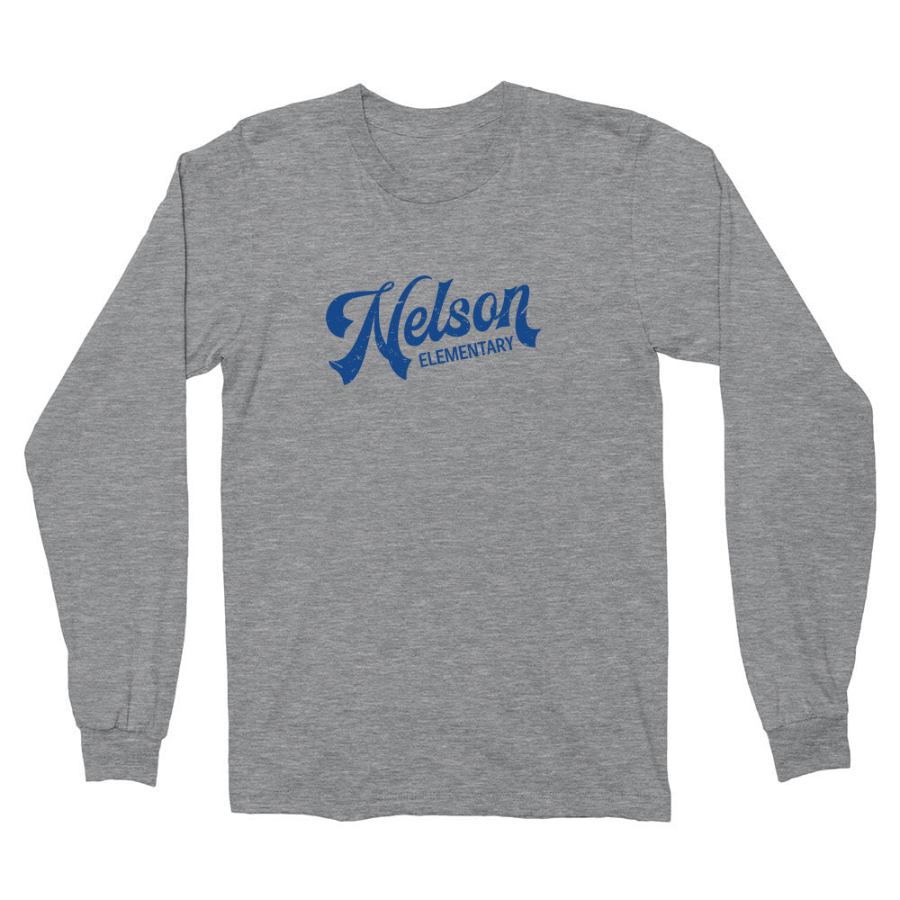 Retro Script Cotton ~ Long Sleeve T-Shirt ~ Nelson Elementary School