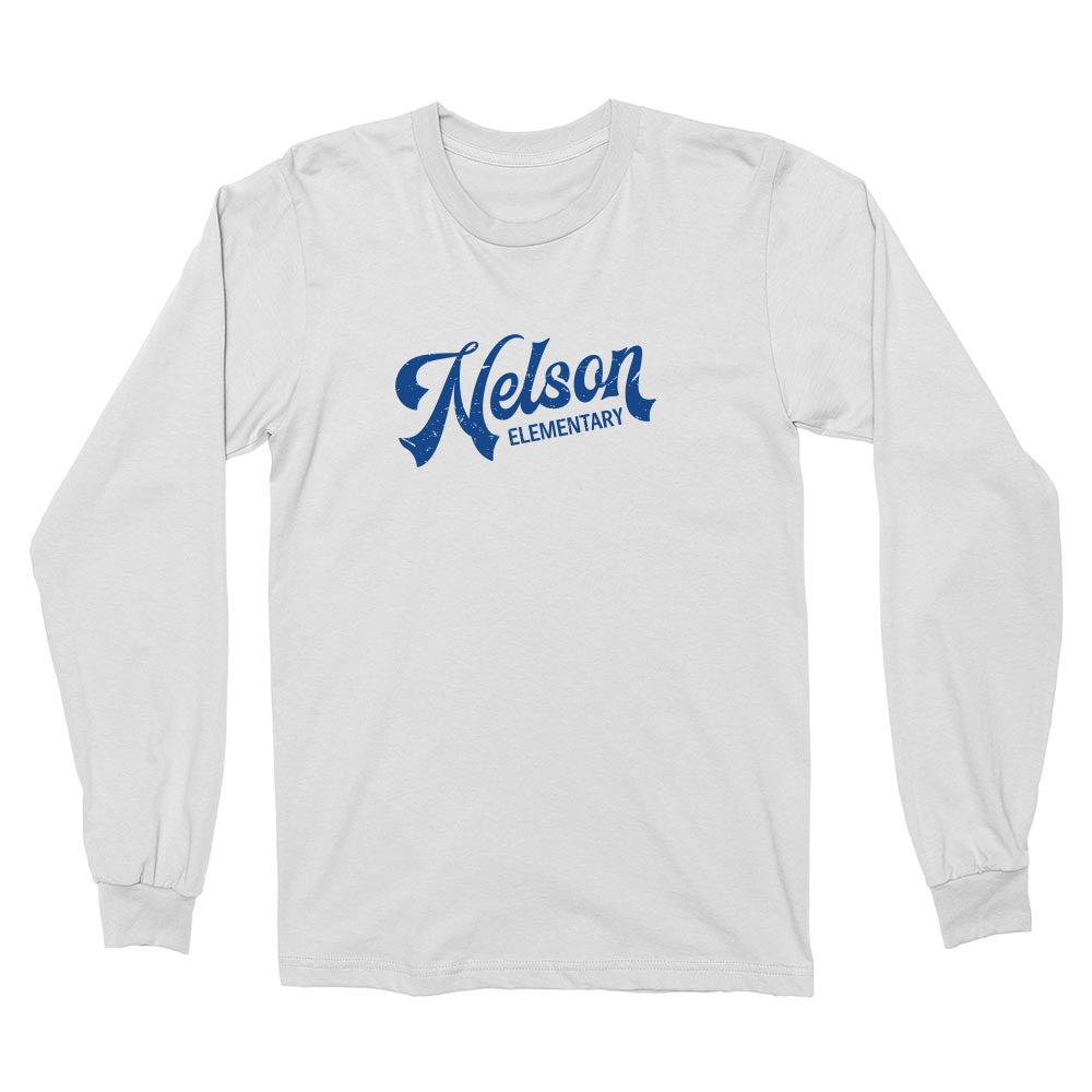 Retro Script Cotton ~ Long Sleeve T-Shirt ~ Nelson Elementary School