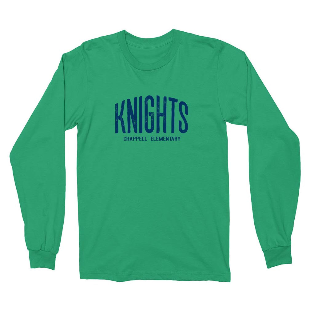 Old School ~ Cotton Long Sleeve T-Shirt ~ Chappell Elementary School-irish green