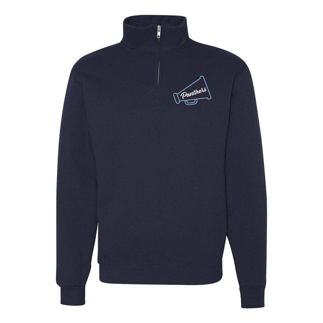 Panthers Megaphone ~ Quarter-Zip Sweatshirt ~ East Prairie Cheer-navy