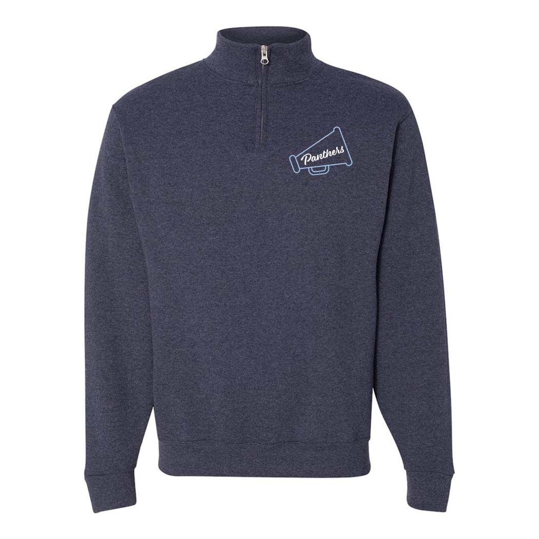 Panthers Megaphone ~ Quarter-Zip Sweatshirt ~ East Prairie Cheer-vintage heather navy
