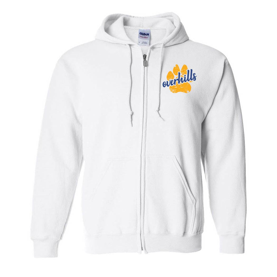 Paw Script Overhills ~ Zip Hoodie ~ Overhills Elementary School