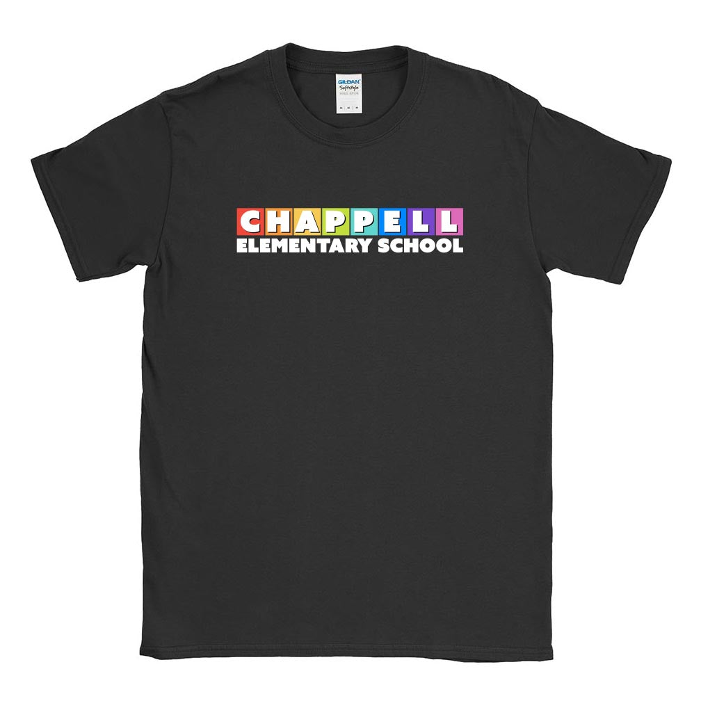 Rainbow Row ~ Cotton T-Shirt ~ Chappell Elementary School-black