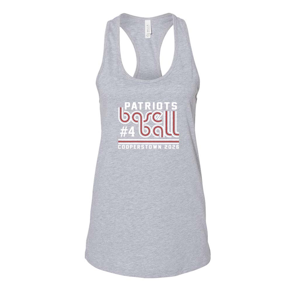 12U Red Cooperstown Team 2026 ~ Women's Jersey Racerback Tank ~ Glenview Patriots-dark grey heather