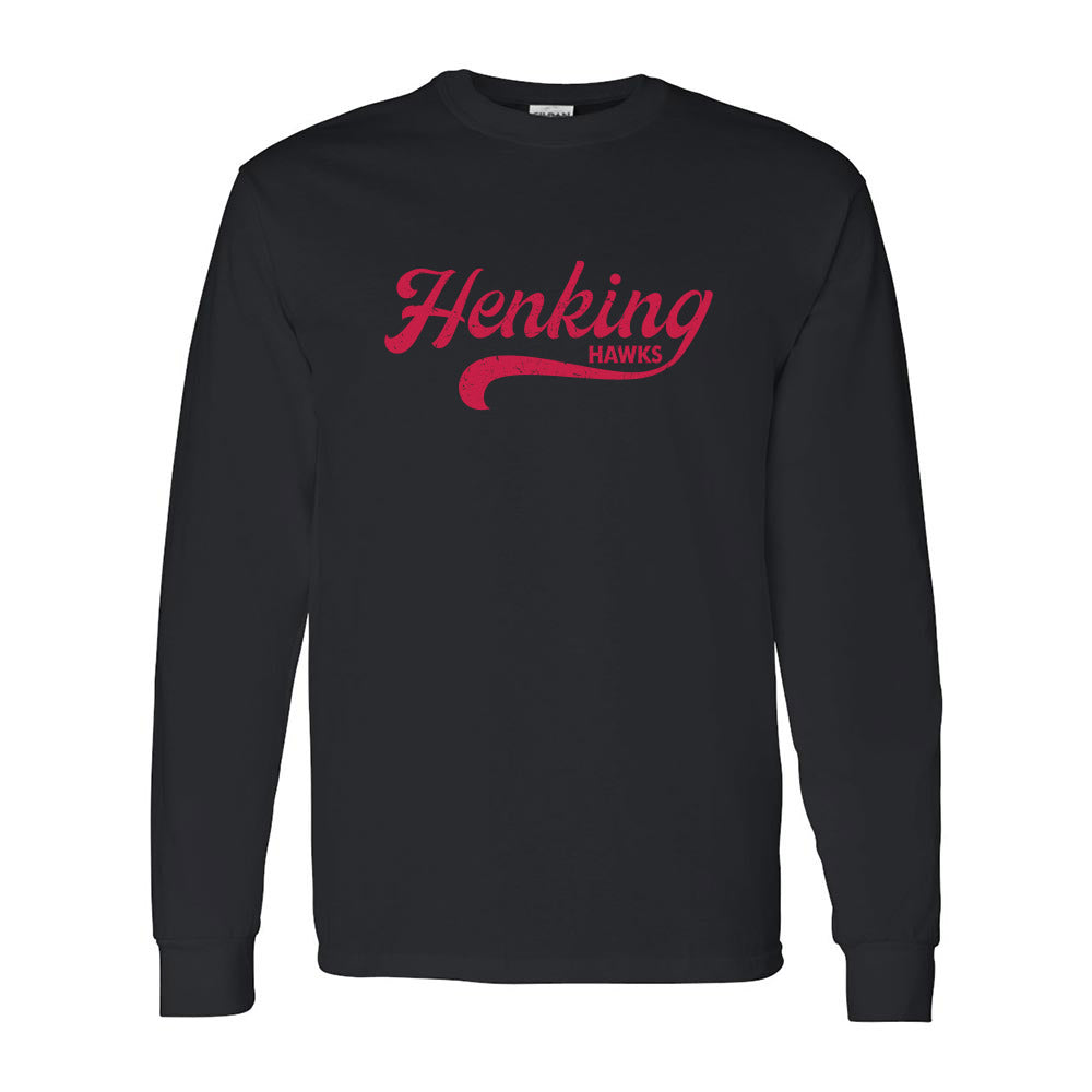 Retro Script Henking ~ Cotton Long Sleeve T-Shirt ~ Henking Elementary School
