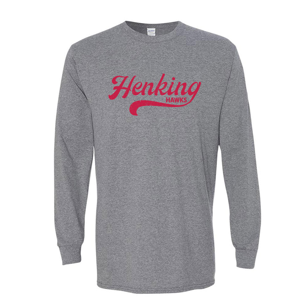 Retro Script Henking ~ Cotton Long Sleeve T-Shirt ~ Henking Elementary School