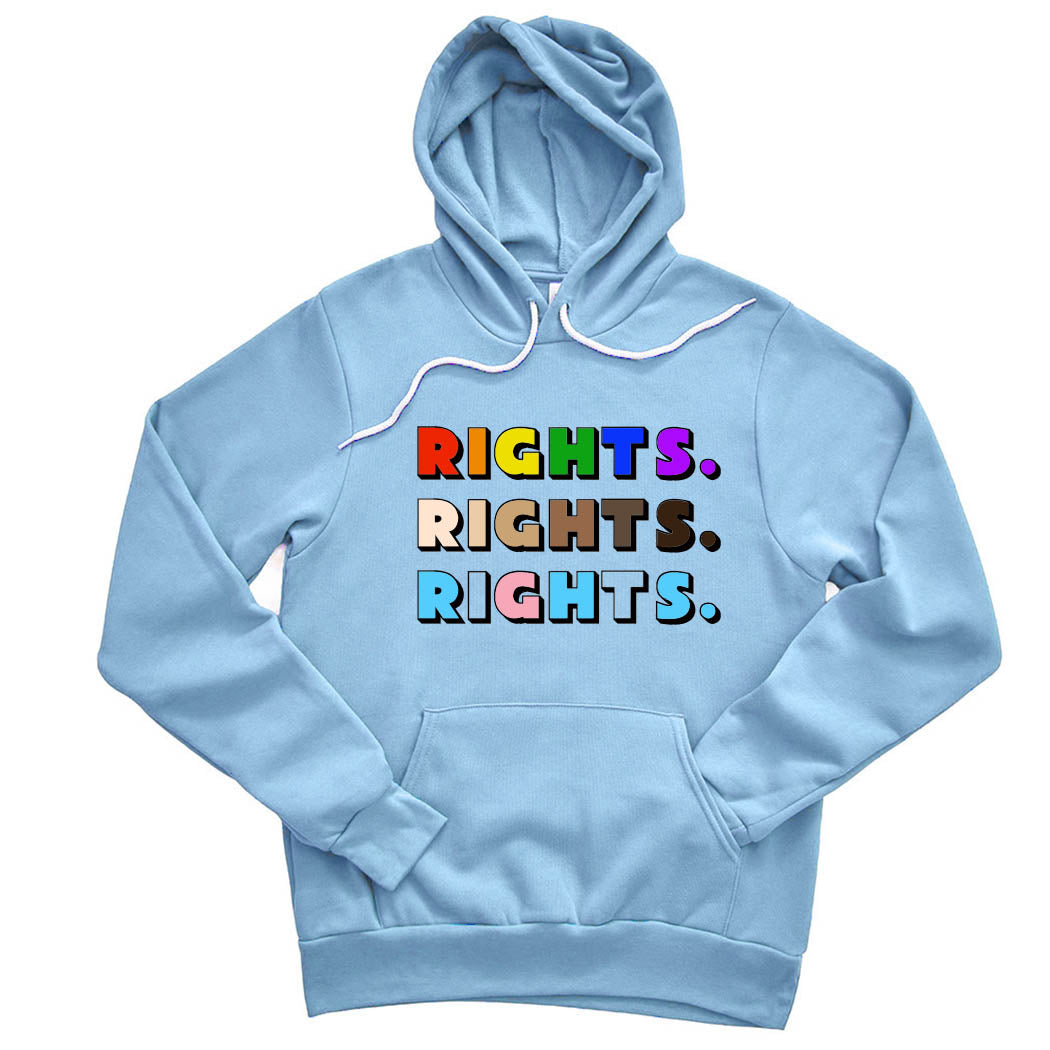 Rights Rights Rights ~ Sponge Fleece Hoodie ~ humanKIND-carolina blue