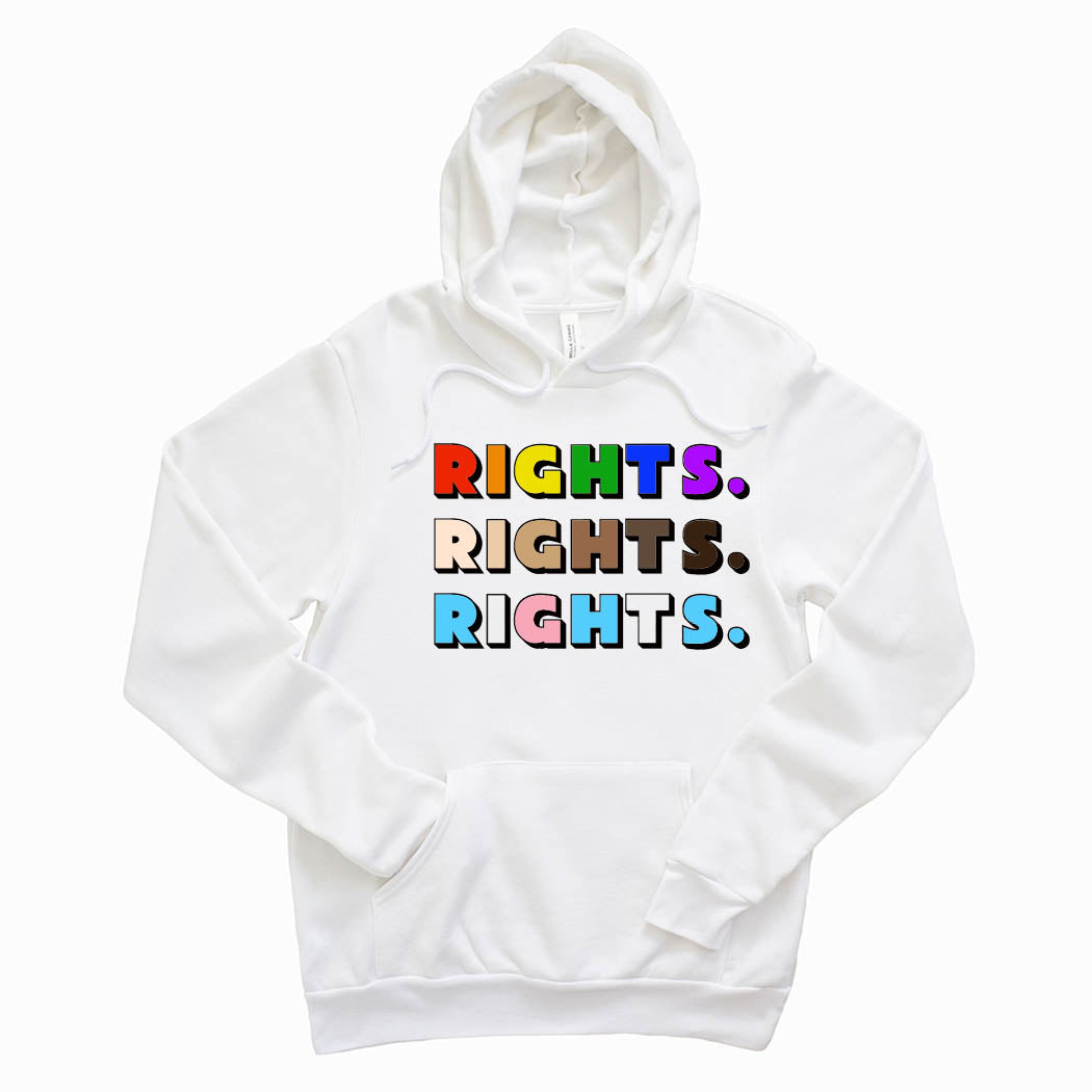 Rights Rights Rights ~ Sponge Fleece Hoodie ~ humanKIND-white
