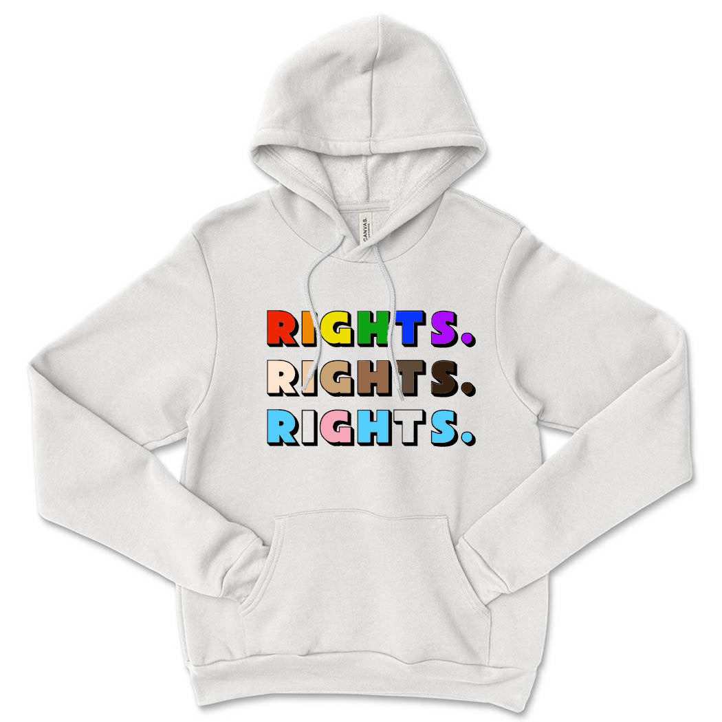 Rights Rights Rights ~ Sponge Fleece Hoodie ~ humanKIND-vintage white