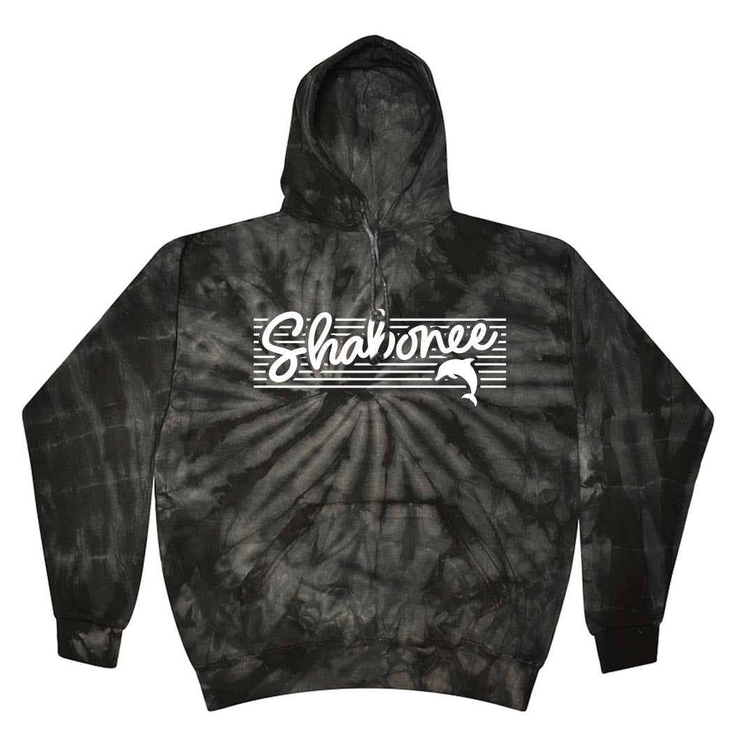 Script Stripes ~ Tie-Dye Hoodie ~ Shabonee Elementary School Staff-spider black