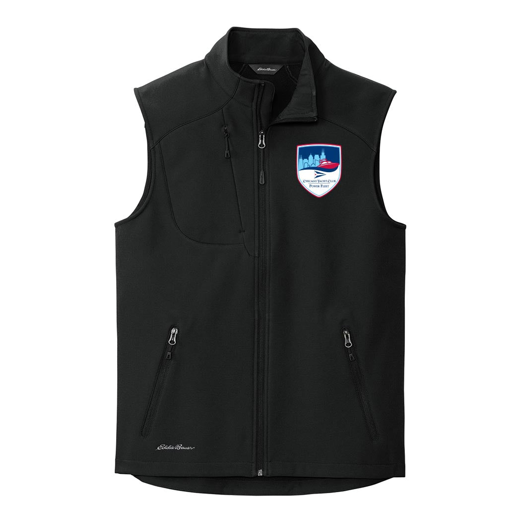 Shield Logo - Power Fleet ~ Stretch Soft Shell Vest ~ Chicago Yacht Club-deep black