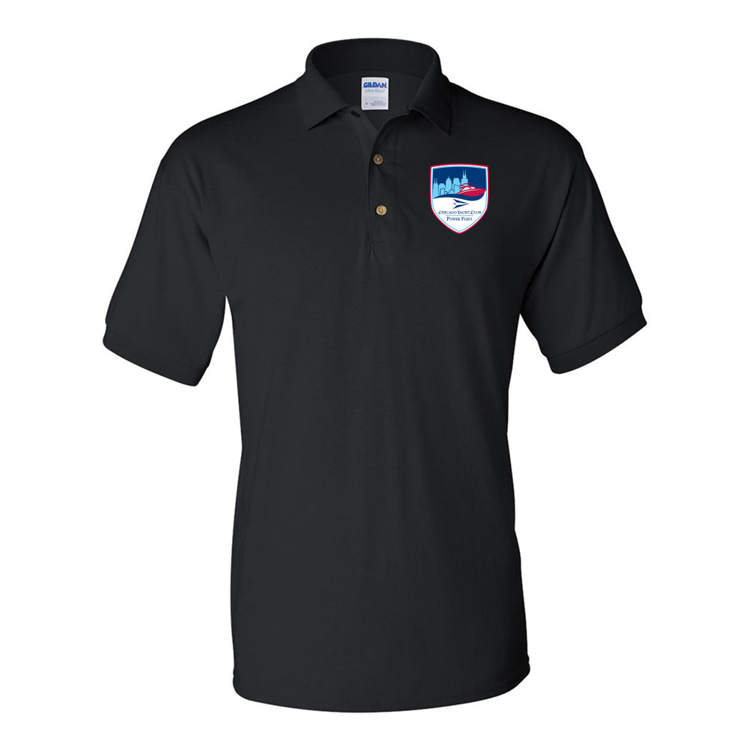 Shield Logo - Power Fleet ~ 50/50 Polo ~ Chicago Yacht Club-black
