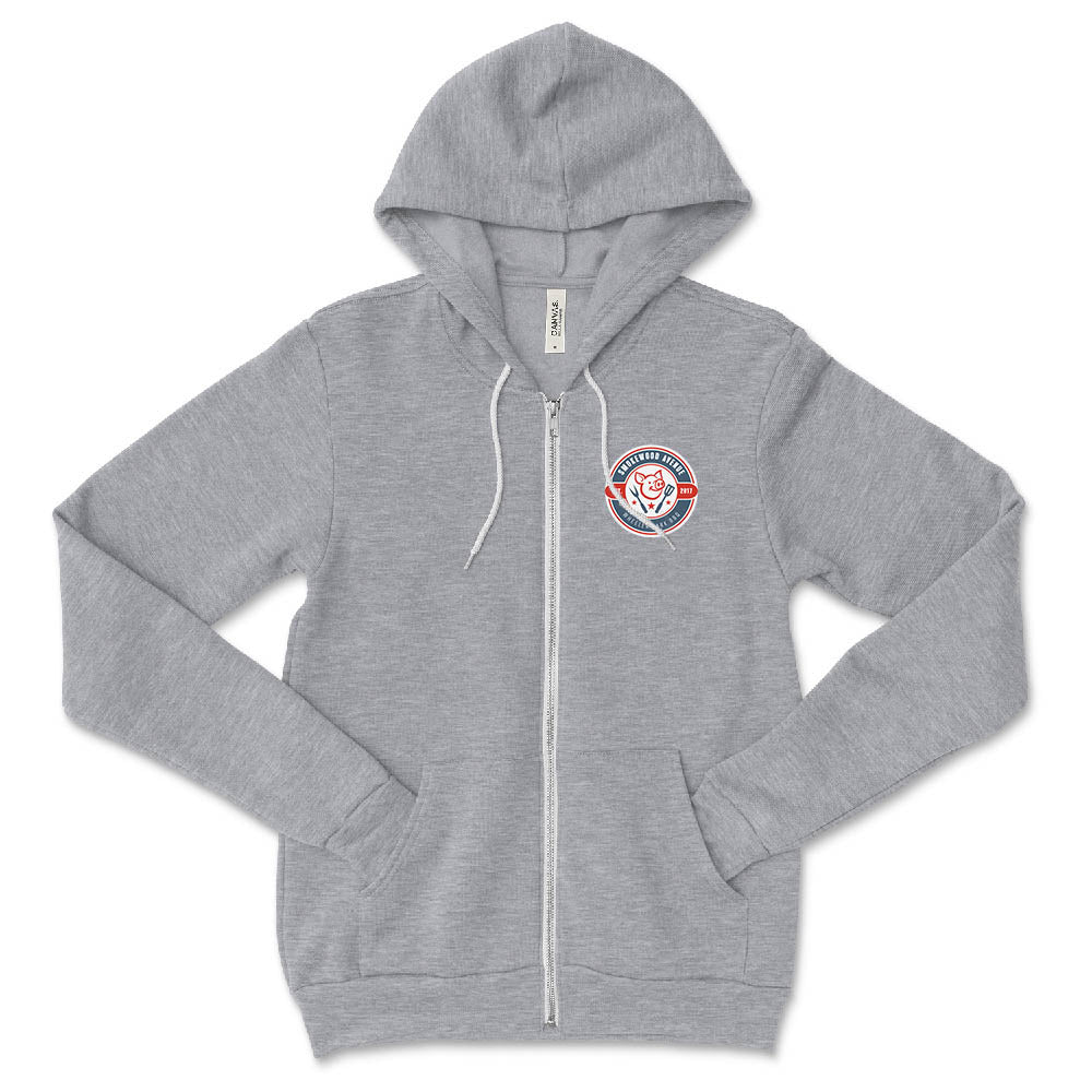 Smokewood BBQ ~ Zip Hoodie ~ Smokewood Ave BBQ-athletic heather