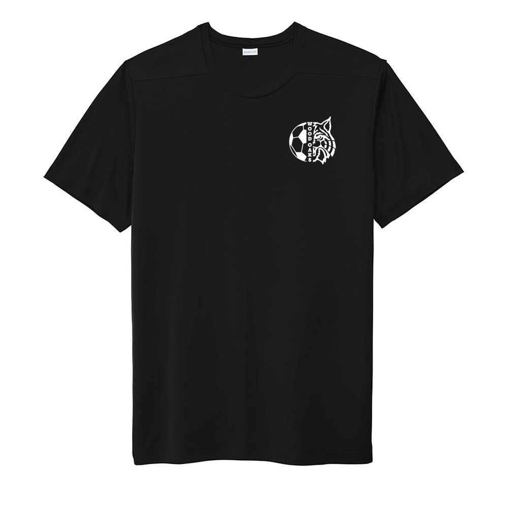 Soccer Mascot Badge ~ Performance Tee ~ Wood Oaks Junior High Athletics-black