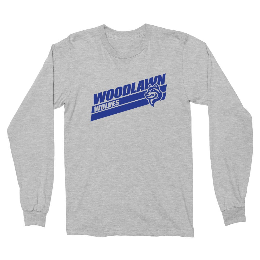 Speed Stripes Woodlawn ~ Cotton Long Sleeve T-Shirt ~ Woodlawn Middle School