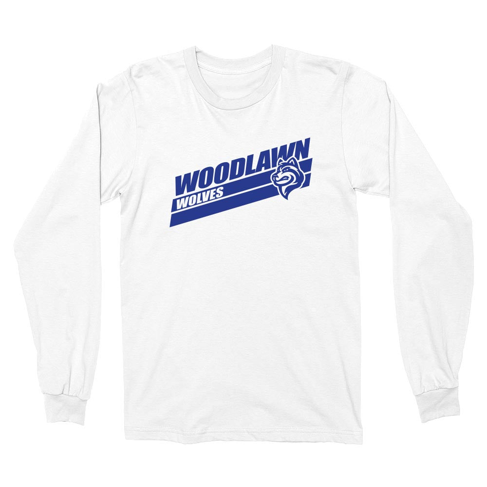 Speed Stripes Woodlawn ~ Cotton Long Sleeve T-Shirt ~ Woodlawn Middle School