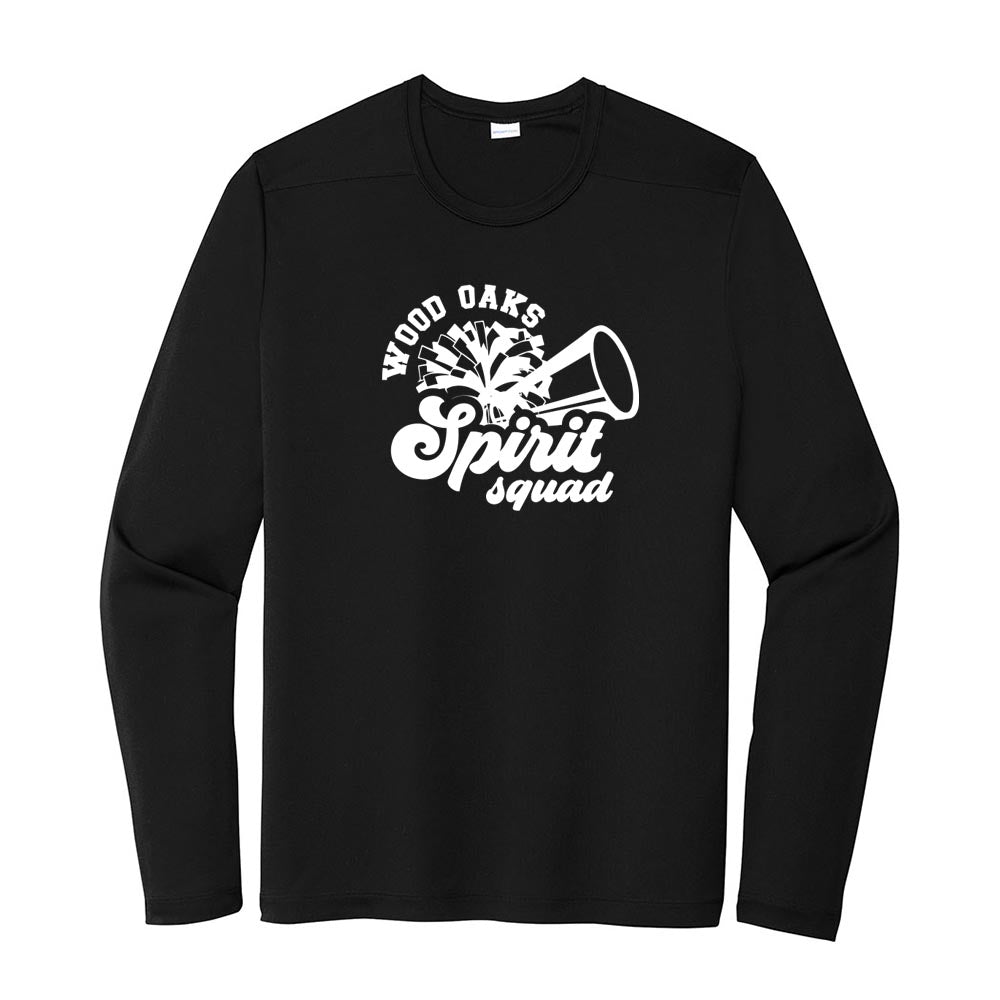 Spirit Squad ~ Long Sleeve Performance Tee ~ Wood Oaks Junior High Athletics-black