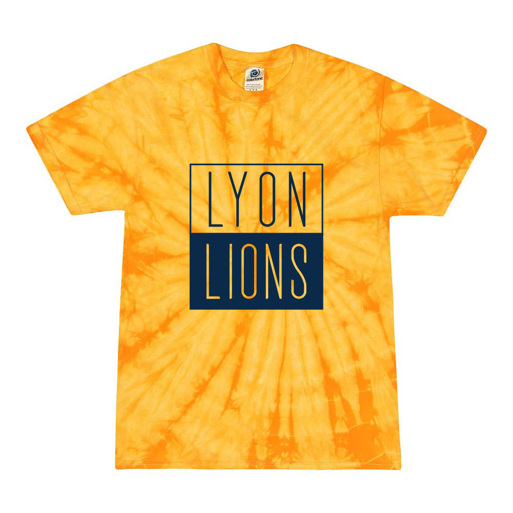 Lyon Lions Stacked ~ Tie Dye T-Shirt ~ Lyon Elementary School