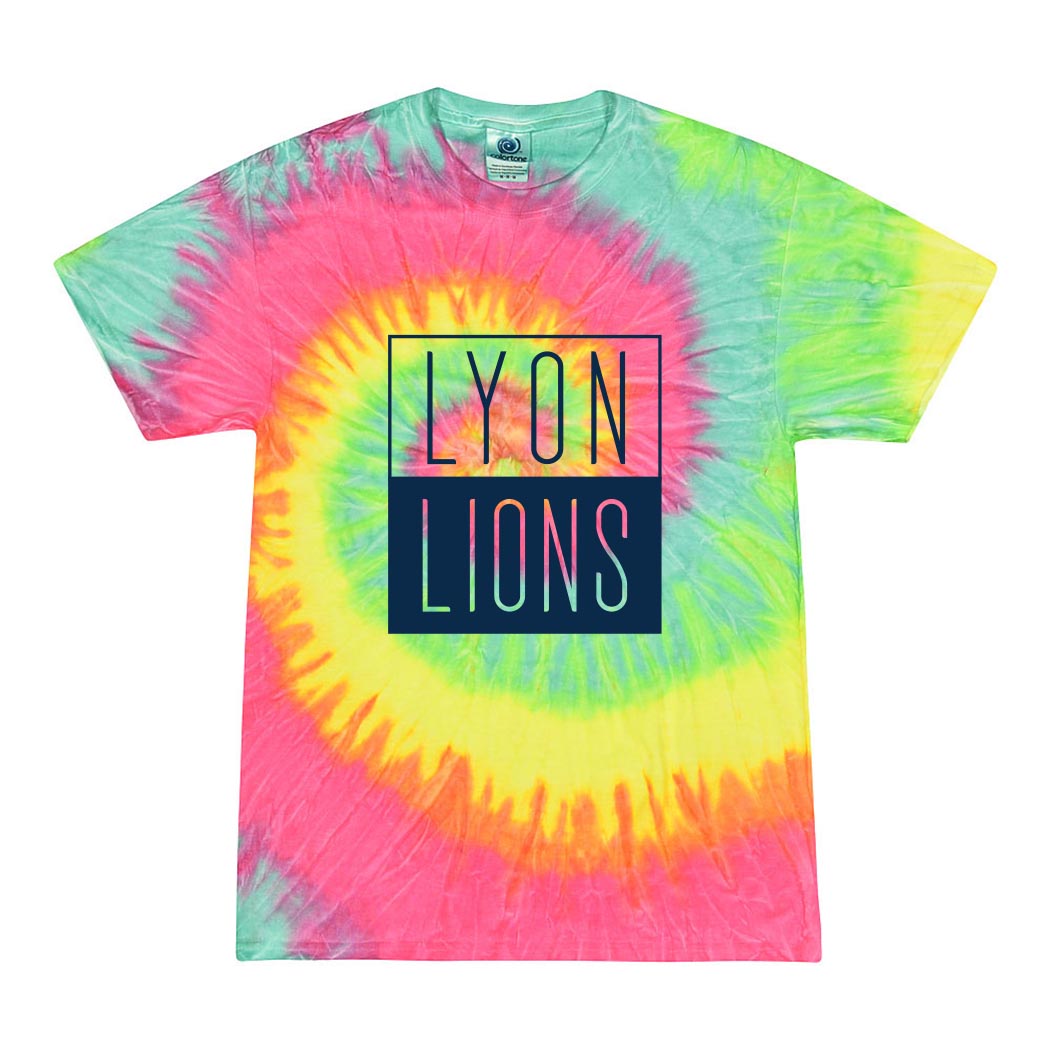 Lyon Lions Stacked ~ Tie Dye T-Shirt ~ Lyon Elementary School
