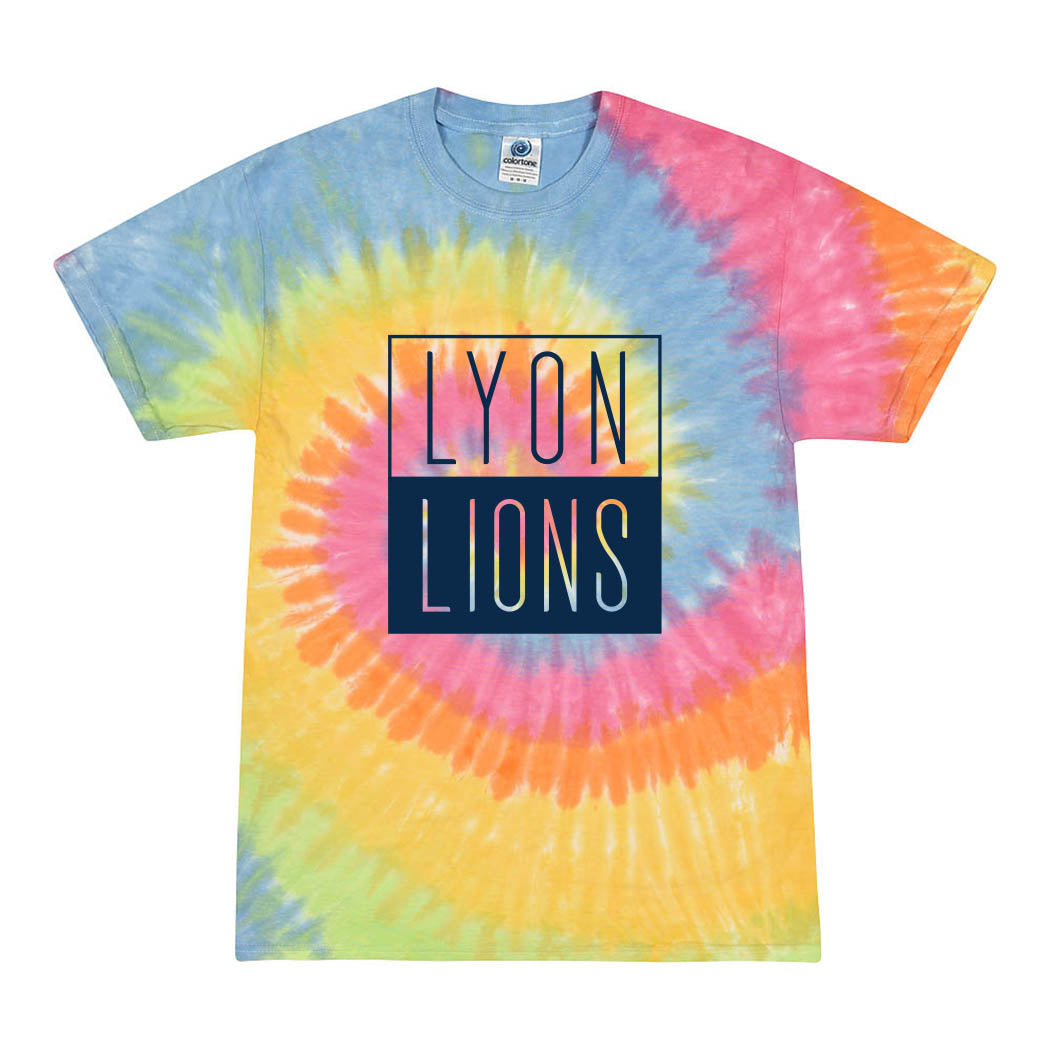Lyon Lions Stacked ~ Tie Dye T-Shirt ~ Lyon Elementary School