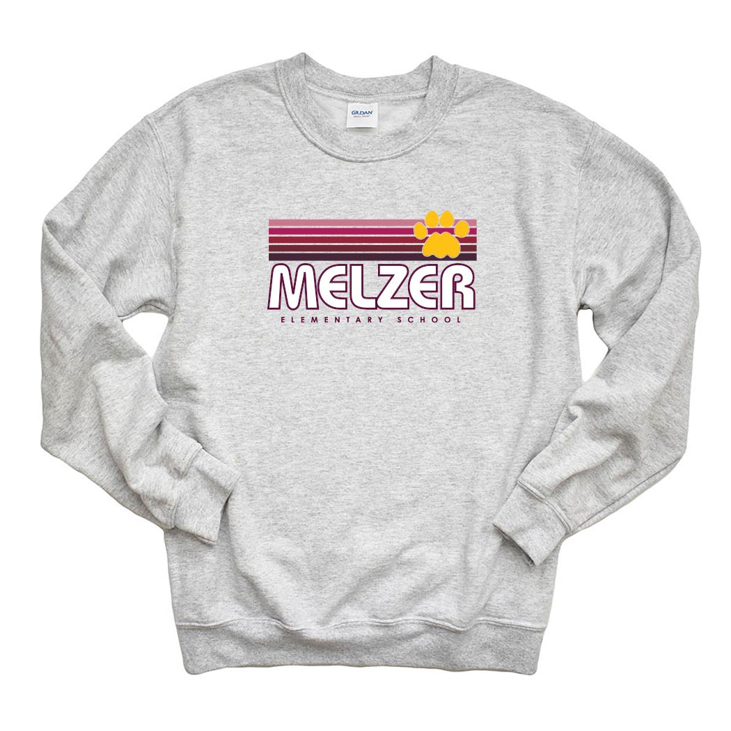 Sunset Stripes ~ Crewneck Sweatshirt ~ Melzer Elementary School-ash