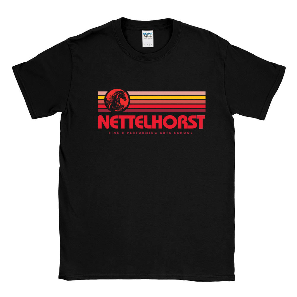 Sunset Stripes ~ Cotton T-Shirt ~ Nettelhorst School-black