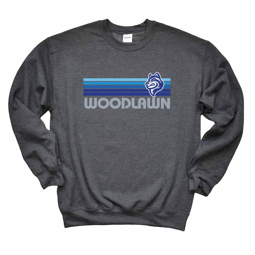 Sunset Stripes Woodlawn ~ Crewneck Sweatshirt ~ Woodlawn Middle School