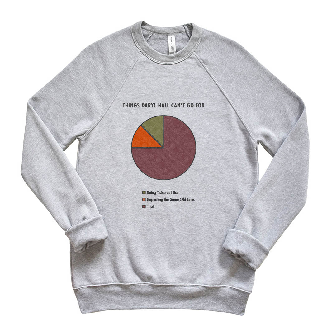 Things Daryl Hall Can't Go For ~ Raglan Sponge Fleece Crewneck Sweatshirt ~ humanKIND