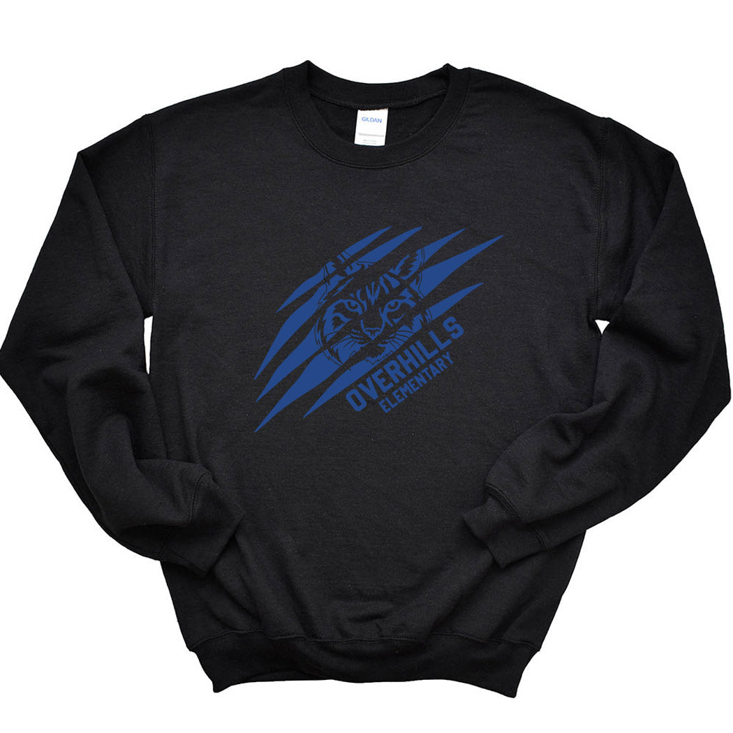Torn - Overhills Elementary ~ Crewneck Sweatshirt ~ Overhills Elementary School-black