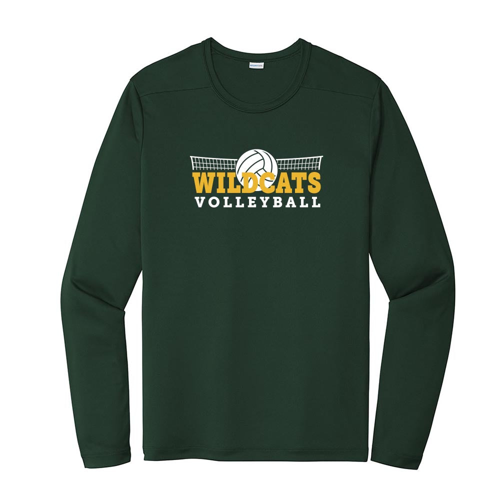 Volleyball Net ~ Long Sleeve Performance Tee ~ Wood Oaks Junior High Athletics