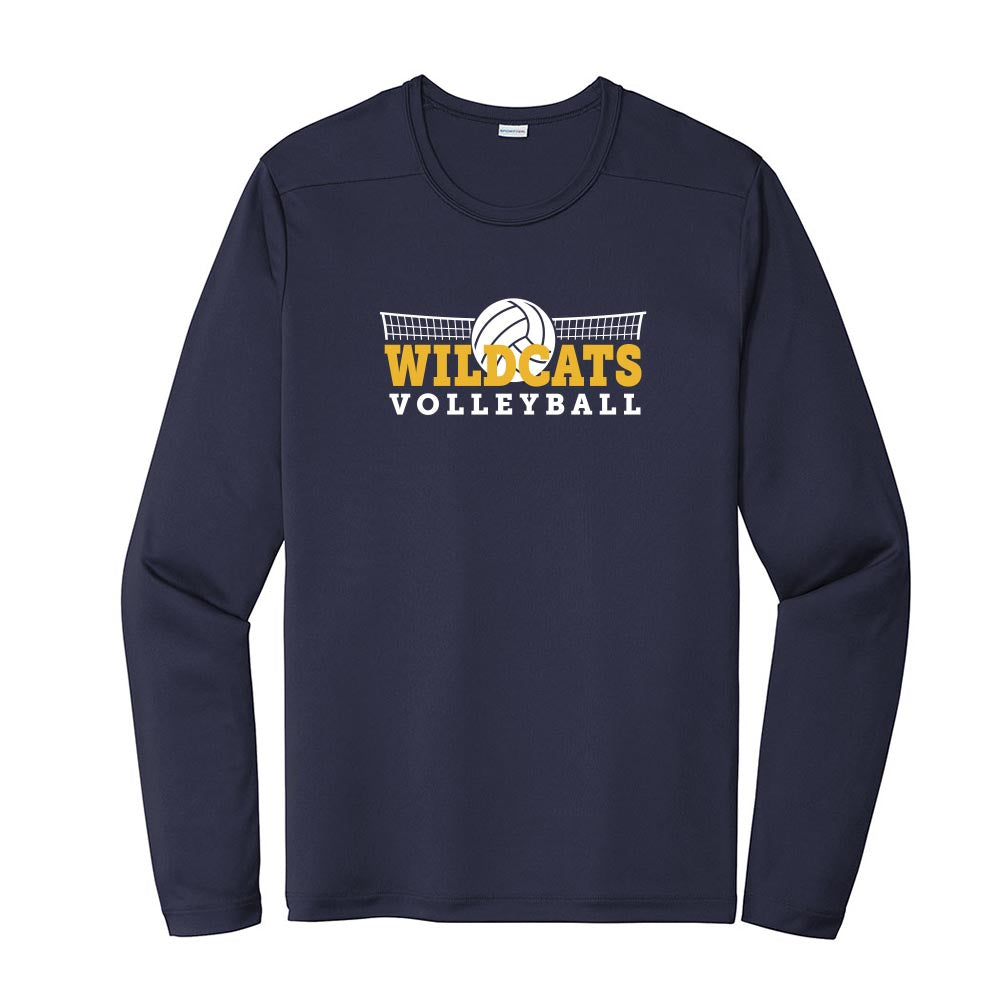 Volleyball Net ~ Long Sleeve Performance Tee ~ Wood Oaks Junior High Athletics