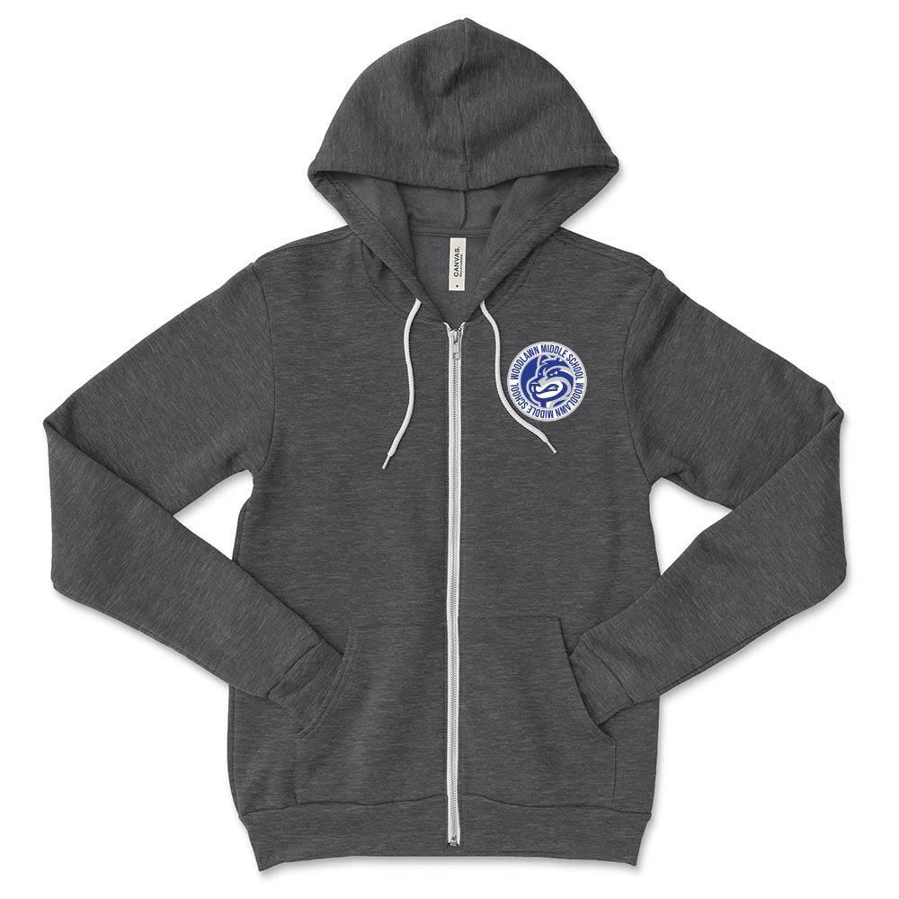 Woodlawn Badge ~ Sponge Fleece Zip Hoodie ~ Woodlawn Middle School