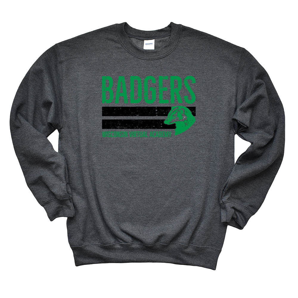 BADGER MASCOT SWEATSHIRT ~ WISCONSIN VIRTUAL ACADEMY ~ youth & adult ~ classic unisex fit