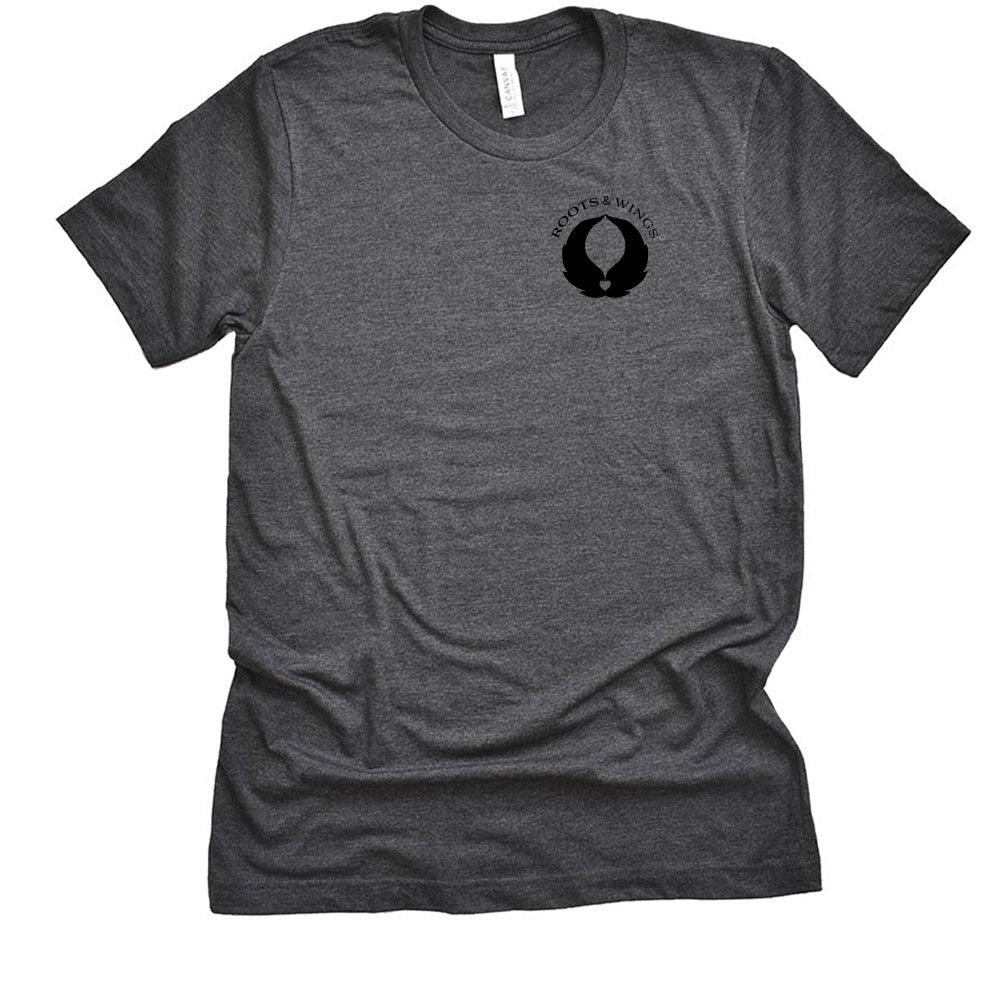 ROOTS & WINGS UNISEX HEATHER TEE <br />classic fit - humanKIND