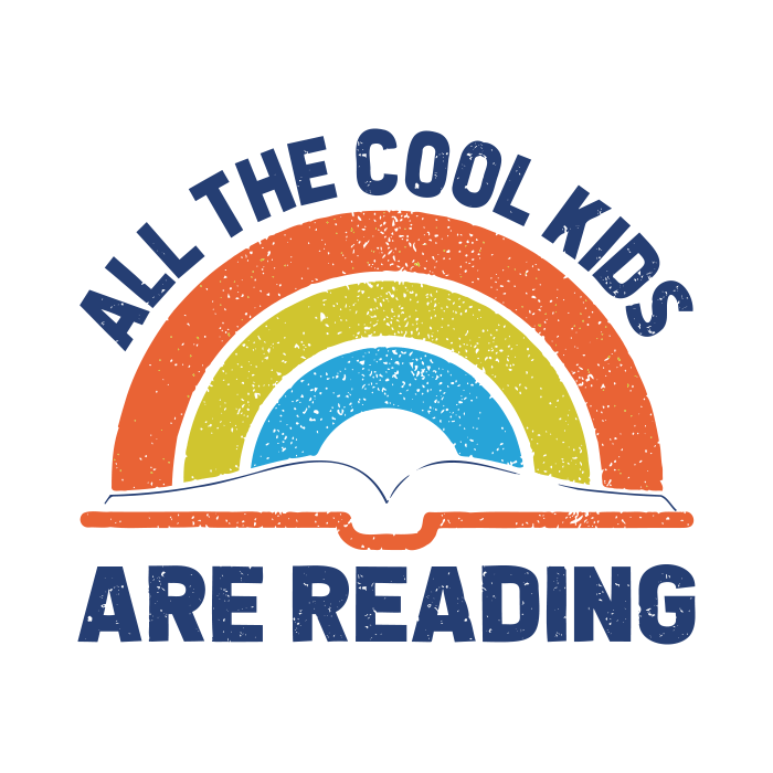 DESIGN: ALL THE COOL KIDS ARE READING VINTAGE RETRO RAINBOW