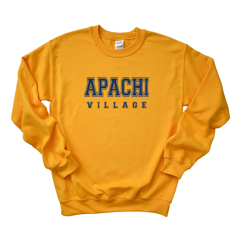 COLLEGIATE CREWNECK SWEATSHIRT ~ APACHI VILLAGE ~ adult ~ classic unisex fit