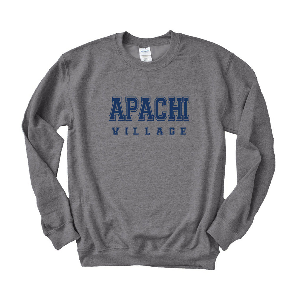 COLLEGIATE CREWNECK SWEATSHIRT ~ APACHI VILLAGE ~ adult ~ classic unisex fit