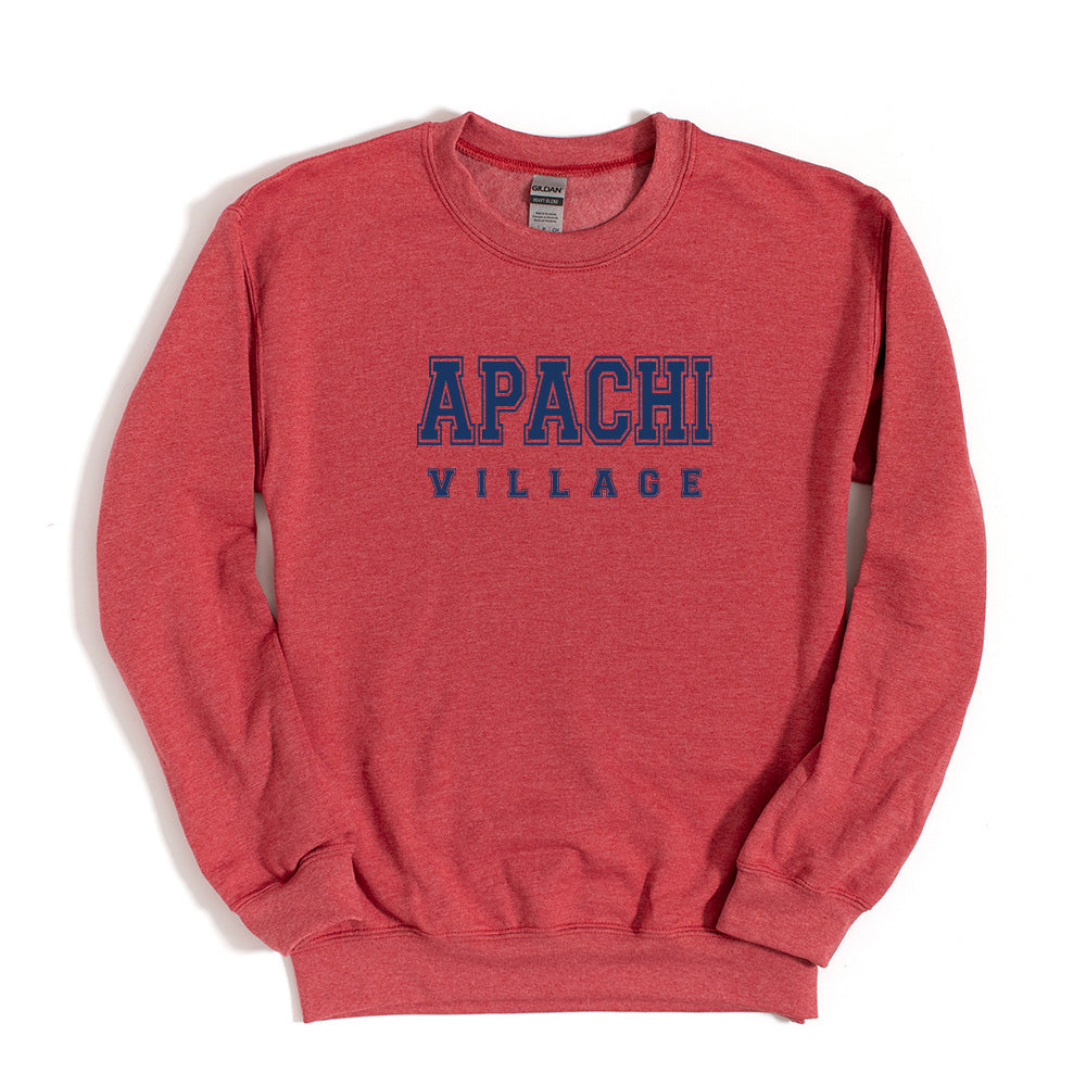 COLLEGIATE CREWNECK SWEATSHIRT ~ APACHI VILLAGE ~ adult ~ classic unisex fit