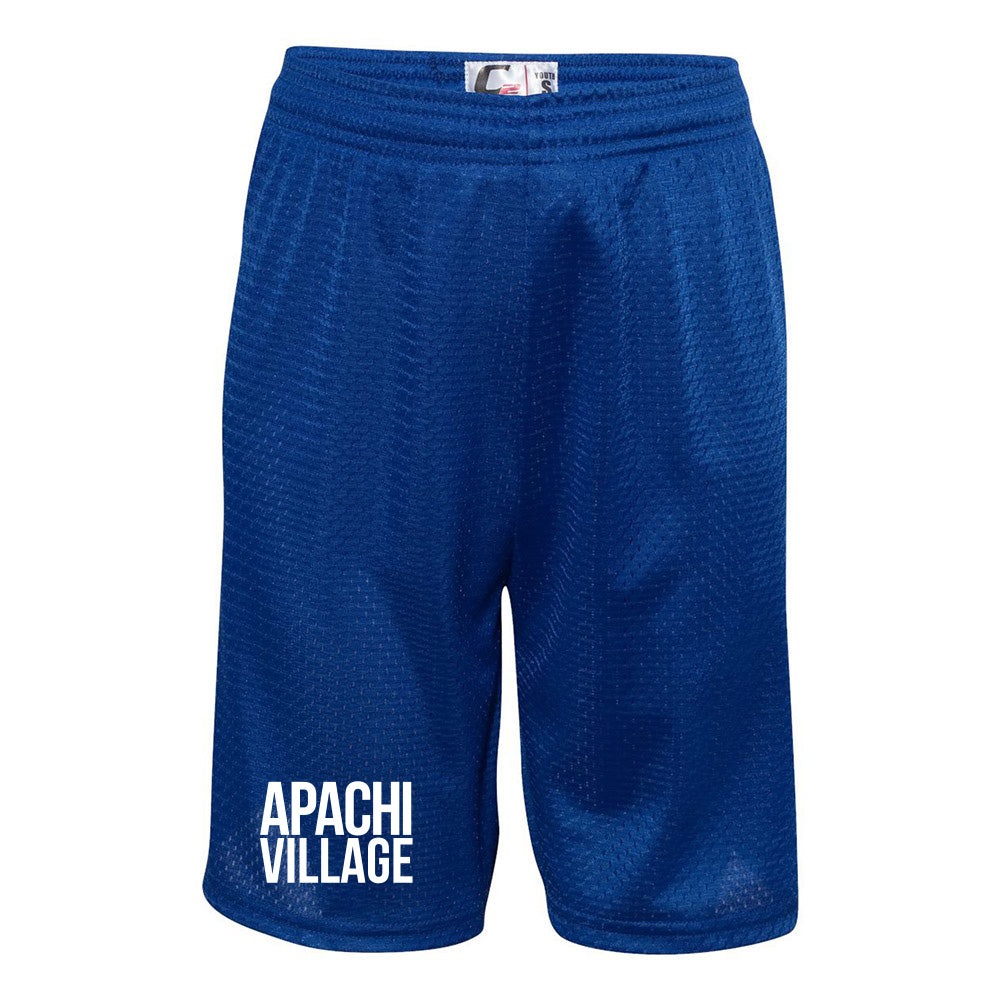 APACHI VILLAGE MESH SHORTS ~ APACHI VILLAGE ~ youth & adult ~ classic fit