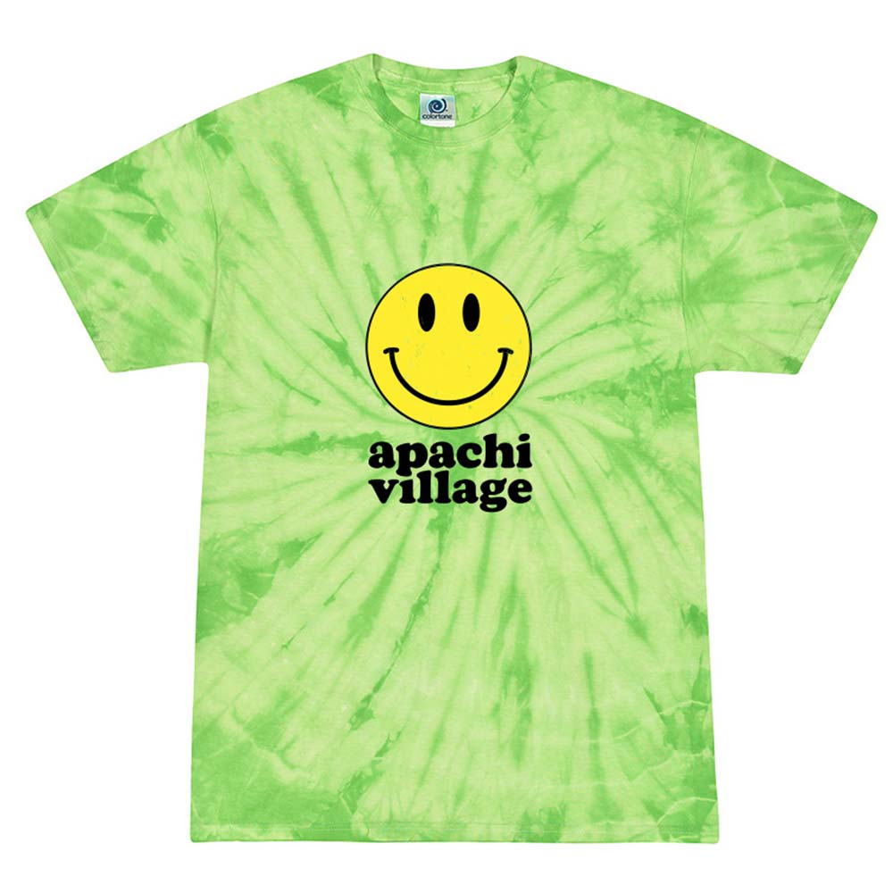 RETRO SMILEY APACHI VILLAGE TIE DYE TEE ~ APACHI VILLAGE ~ youth ~ classic unisex fit
