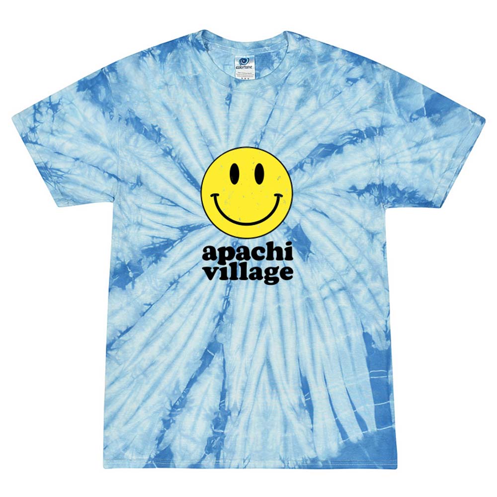 RETRO SMILEY APACHI VILLAGE TIE DYE TEE ~ APACHI VILLAGE ~ youth ~ classic unisex fit