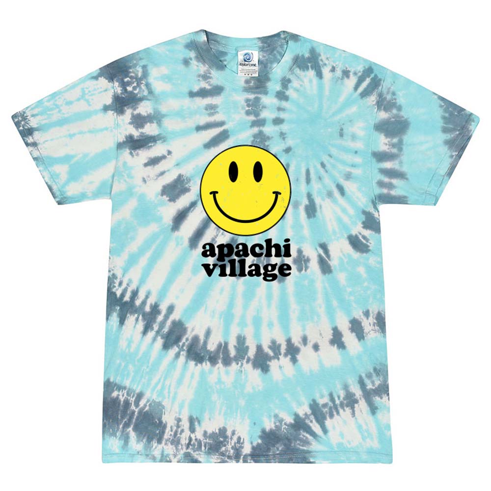 RETRO SMILEY APACHI VILLAGE TIE DYE TEE ~ APACHI VILLAGE ~ youth ~ classic unisex fit