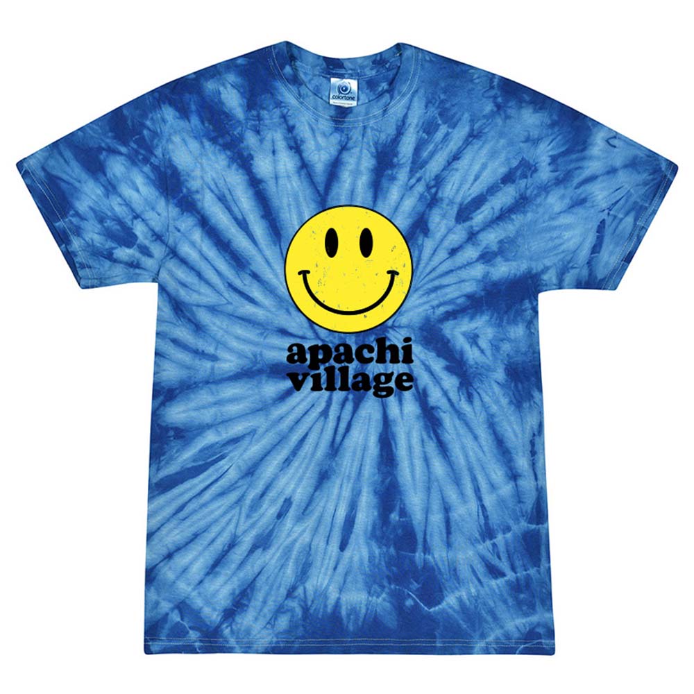 RETRO SMILEY APACHI VILLAGE TIE DYE TEE ~ APACHI VILLAGE ~ youth ~ classic unisex fit