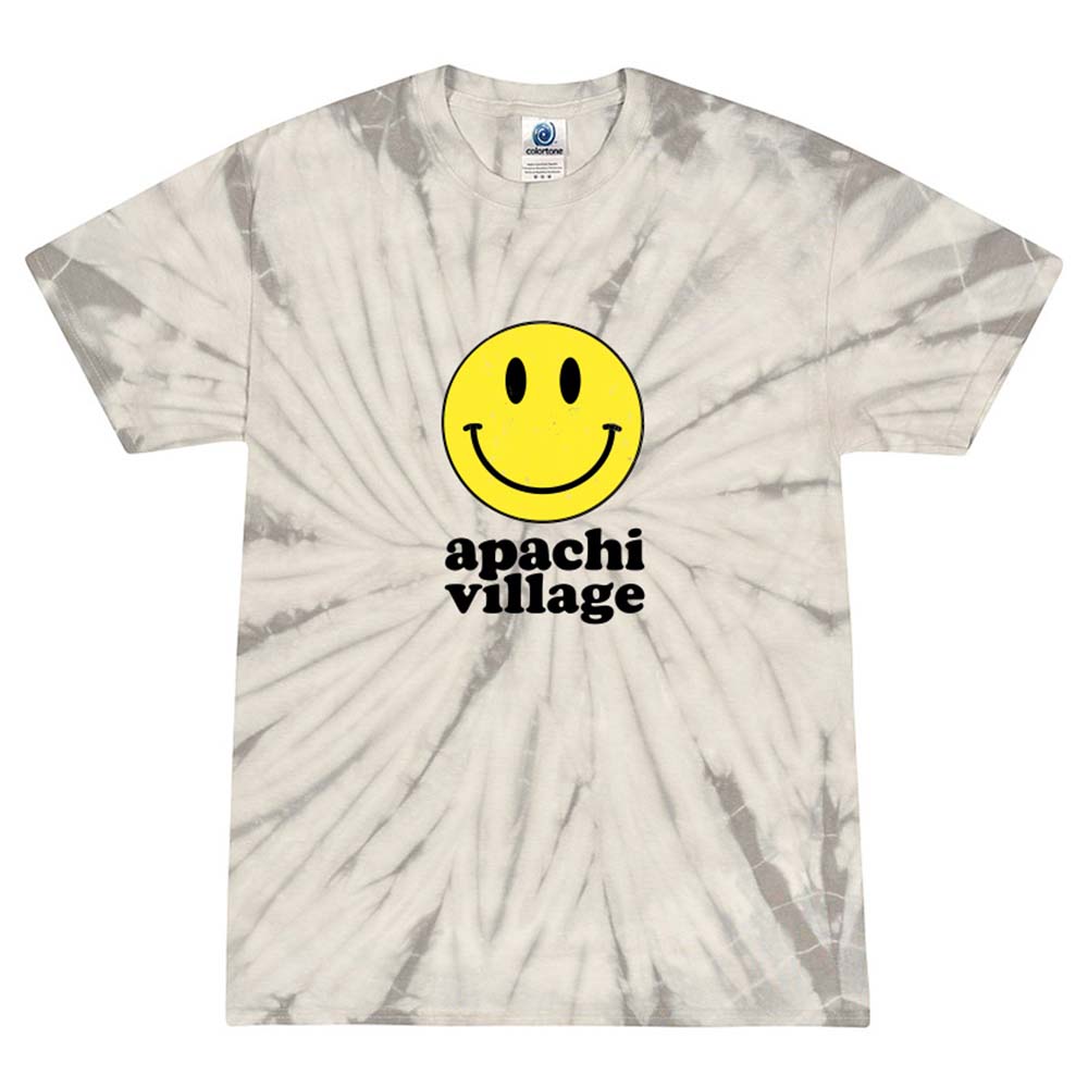 RETRO SMILEY APACHI VILLAGE TIE DYE TEE ~ APACHI VILLAGE ~ youth ~ classic unisex fit