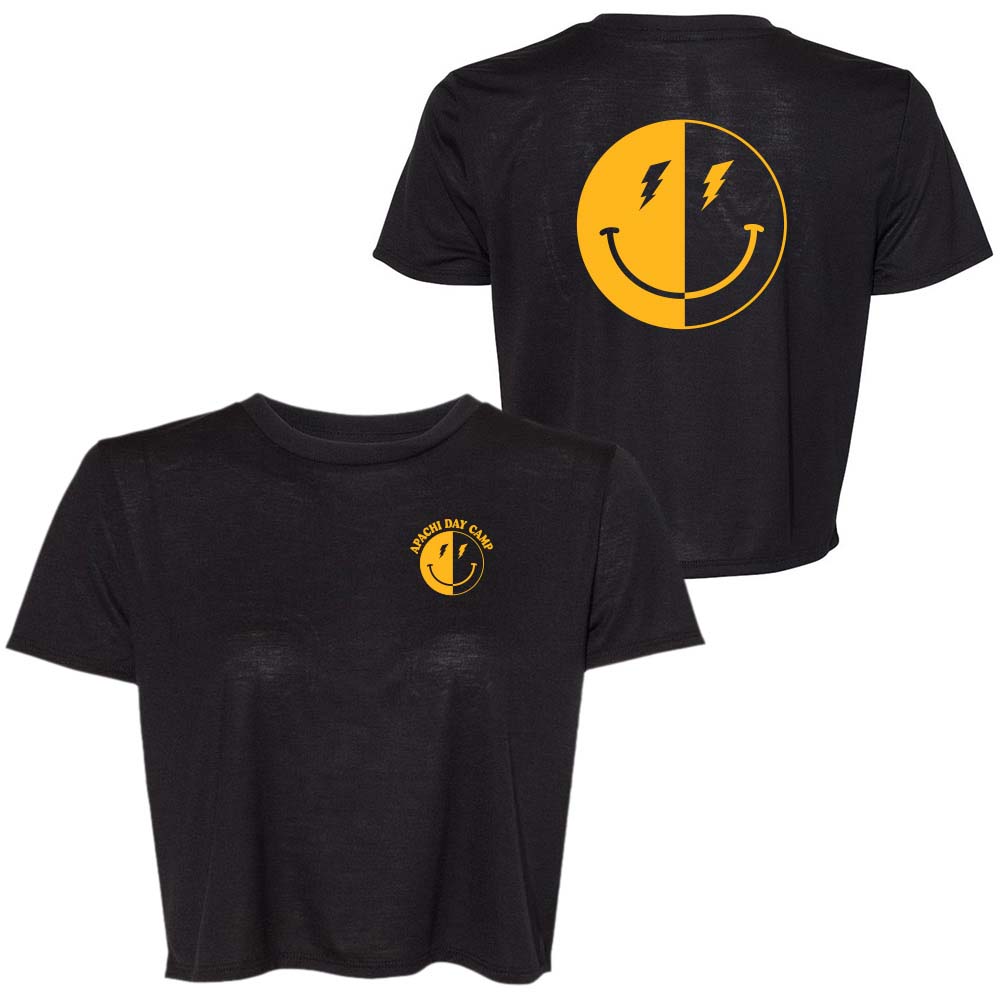 LIGHTNING SMILEY FLOWY CROP TEE ~ APACHI DAY CAMP ~ juniors ~ classic fit