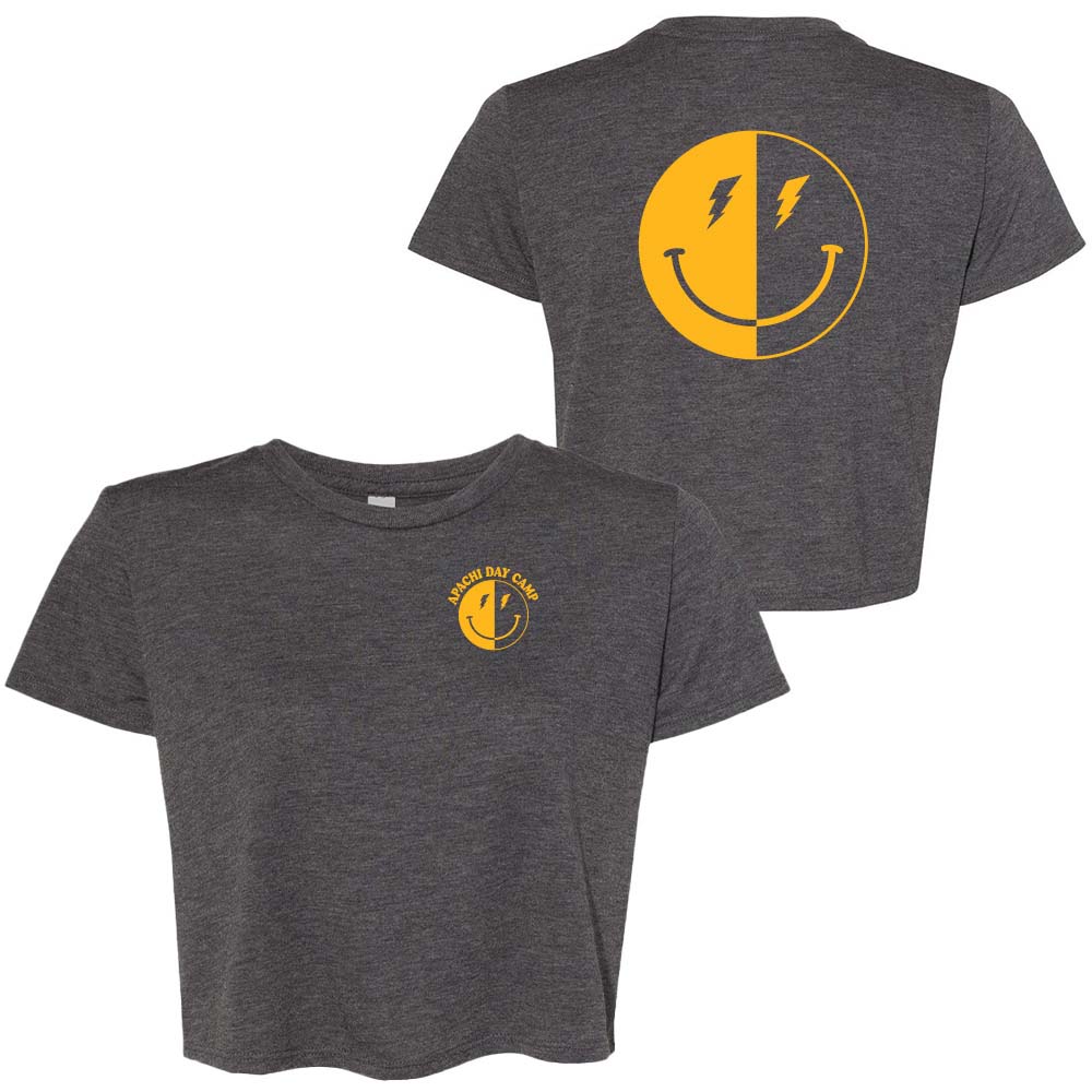 LIGHTNING SMILEY FLOWY CROP TEE ~ APACHI DAY CAMP ~ juniors ~ classic fit