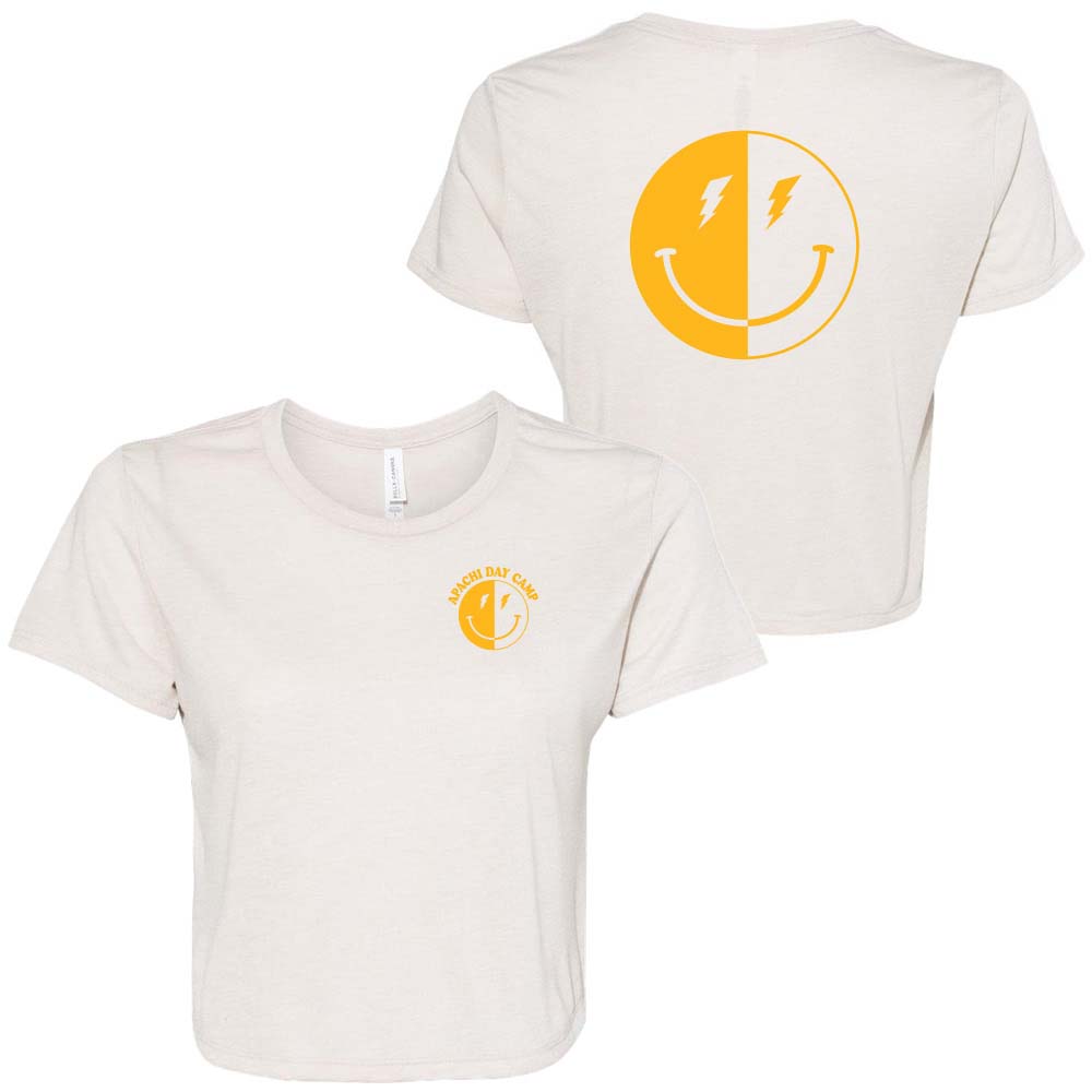 LIGHTNING SMILEY FLOWY CROP TEE ~ APACHI DAY CAMP ~ juniors ~ classic fit