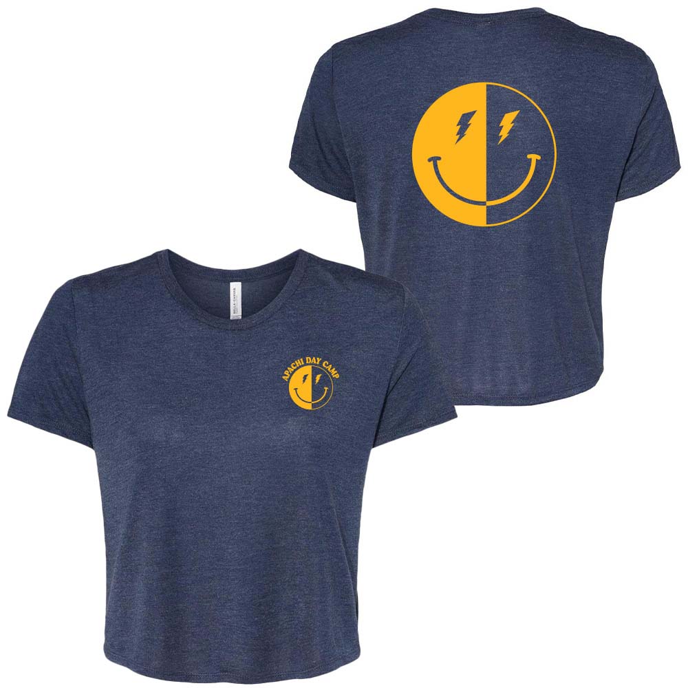 LIGHTNING SMILEY FLOWY CROP TEE ~ APACHI DAY CAMP ~ juniors ~ classic fit