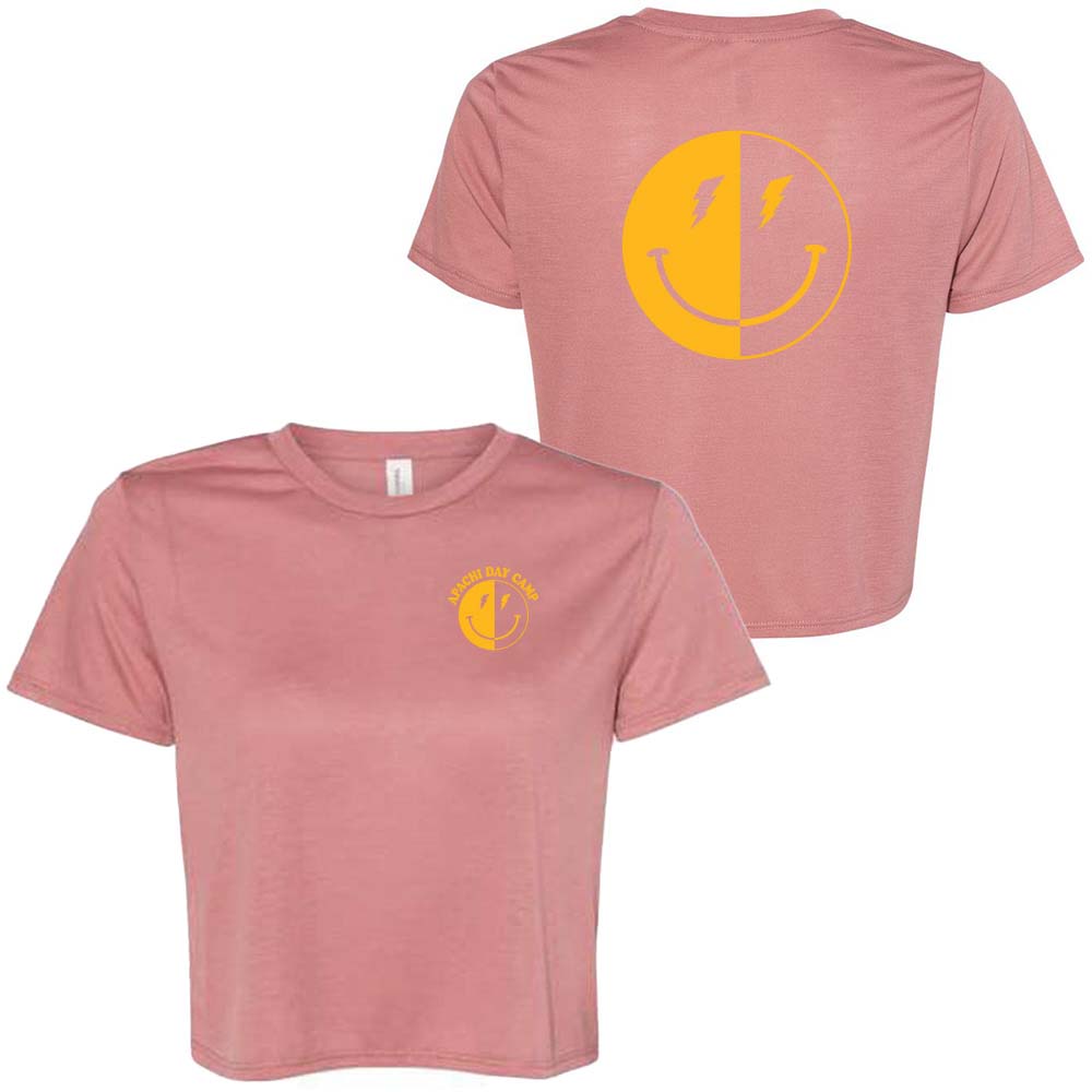 LIGHTNING SMILEY FLOWY CROP TEE ~ APACHI DAY CAMP ~ juniors ~ classic fit