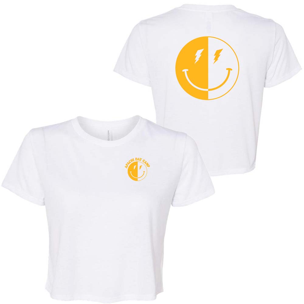 LIGHTNING SMILEY FLOWY CROP TEE ~ APACHI DAY CAMP ~ juniors ~ classic fit